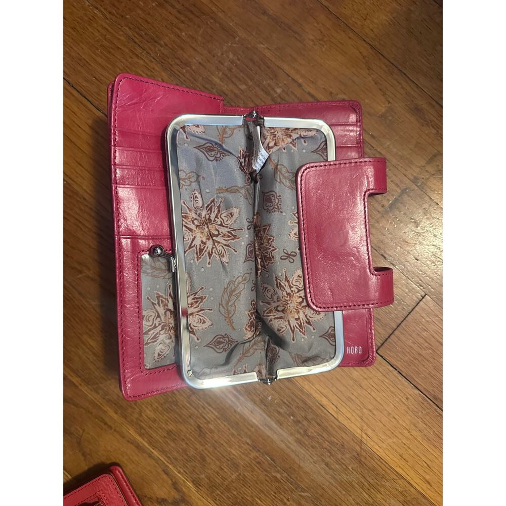 Magenta Distressed Wallet | Hobo International | OS - Picture 2 of 5